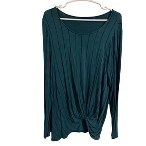 Apt. 9 Womens Teal Green Twist Front Scoop Neck Long Sleeve Knit Top Size M